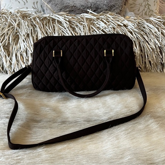 VERA BRADLEY Boston Bag Microfiber Brown Satchel Crossbody Convertible Espresso - Picture 5 of 9